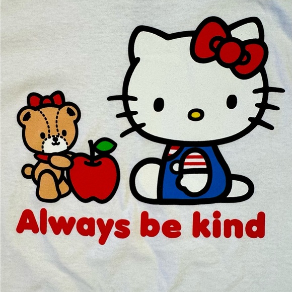 Bioworld Hello Kitty Sanrio Short Sleeve Cotton Crop Tee “Always Be Kind” Large - Picture 3 of 4